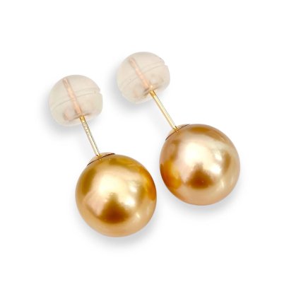 Approx.11.0 mm, Gold South Sea Pearl, Stud Earrings
