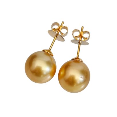 Approx. 11.0 - 11.9 mm, Gold South Sea Pearl, Stud Earrings
