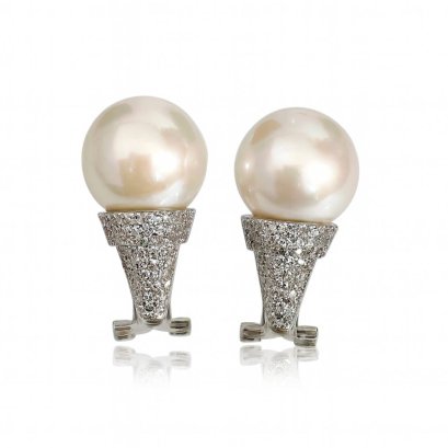 Approx. 11.0 - 11.5 mm, Edison Pearl, Ice Cream Pearl Stud Earrings