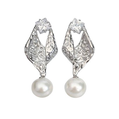 Approx. 11.0 mm, Edison Pearl, "Reward" Dangle Pearl Stud Earrings
