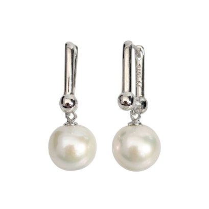 Approx 10.0 - 10.5 mm, Edison Pearl, Tiffany Dangle Pearl Latch Back Earrings