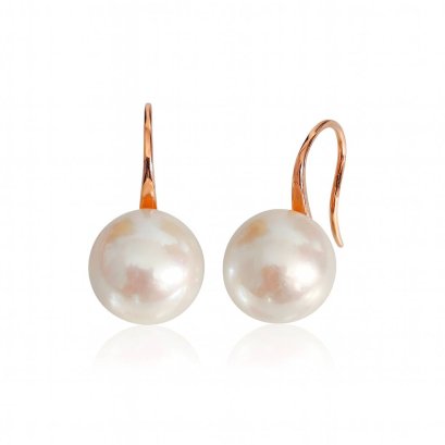 Approx. 10.5 - 11.0 mm, Edison Pearl, Fish Hooks Spoon Earrings