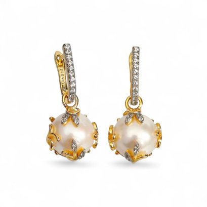 Approx. 10.0 - 11.0 mm, Edison Pearl, Latch Back Earrings with Pearl Locket Jacket