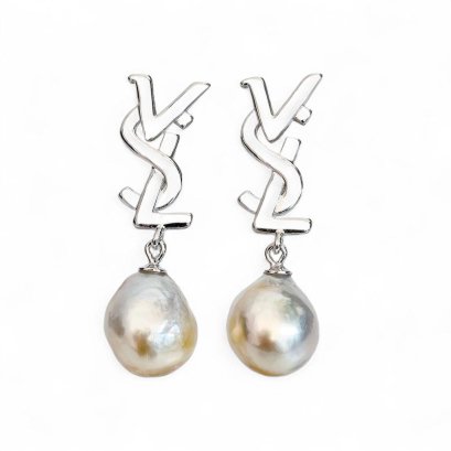 Approx. 10.0 mm, Gold South Sea Pearl, VSL Dangle Pearl Stud Earrings