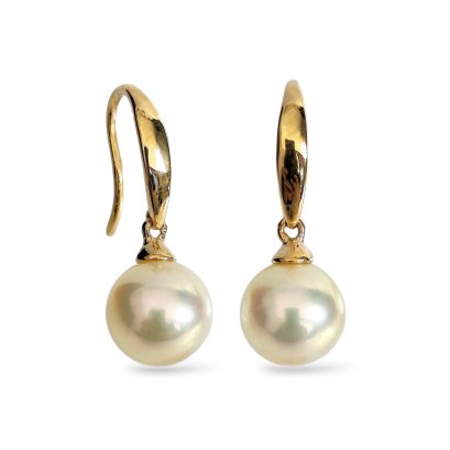 7.5 mm and 7.5 mm, Moon Light Lot, Akoya Pearl, Fish Hooks Dangle Pearl Earrings