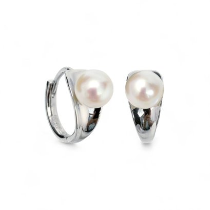 Approx. 6.0 mm, Akoya Pearl, Huggie Pearl Earrings