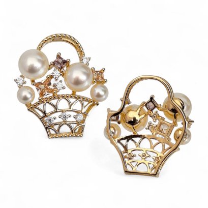 Approx. 4.0 - 6.0 mm, Moonlight Lot, Akoya Pearl, Pearl Basket Pendant