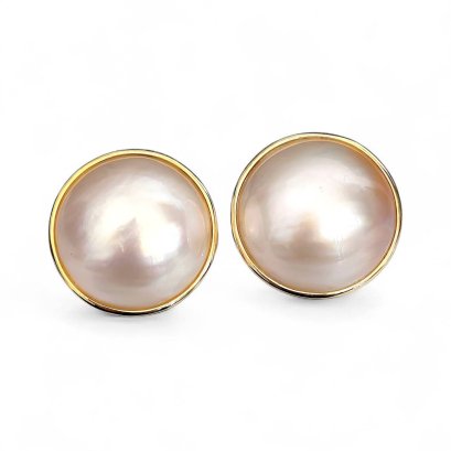 Approx. 17.0 mm, Mabe South Sea Pearl, Stud Earrings