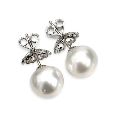 Approx 12.0 mm up, White South Sea Pearl, Stud Earrings