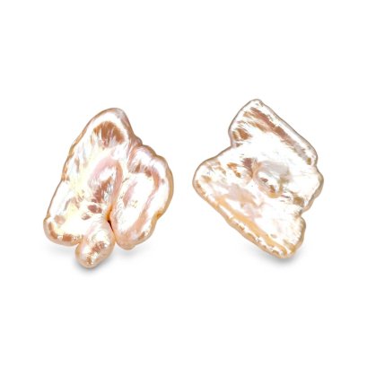 Approx. 15.0 mm up, Keshi Freshwater Pearl, Stud Earrings