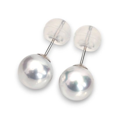 Approx. 9.0 mm, White South Sea Pearl, Stud Earrings