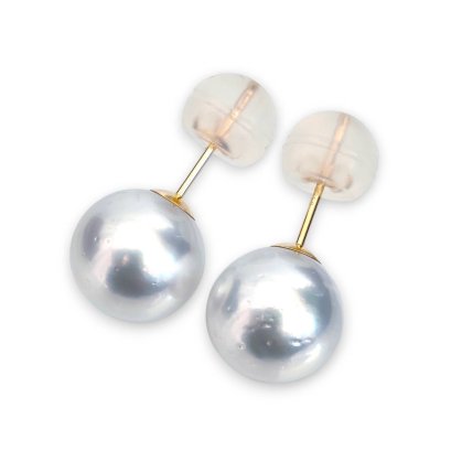 Approx. 11.0 mm, White South Sea Pearl, Stud Earrings