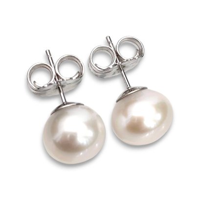 Approx. 10.0-11.0 mm, Edison Pearl, Stud Earrings