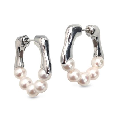 Approx. 5.5 mm, AK Pearl, Mini Strand Pearl Crab Claw Earrings