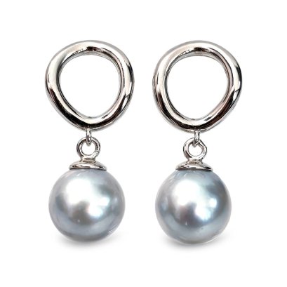 Approx. 8.0 mm, Blue Rose, Akoya Pearl, Ring Dangle Pearl Stud Earrings