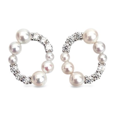Approx. 2.0 - 4.0 mm, AK Pearl and Freshwater Pearl, O - Ring Pearl Stud Earrings