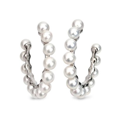 Approx. 5.5 mm, AK Pearl, Hoop Pearl Stud Earrings