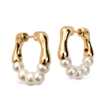 Approx. 4.0 mm, AK Pearl, Mini Strand Pearl Crab Claw Earrings