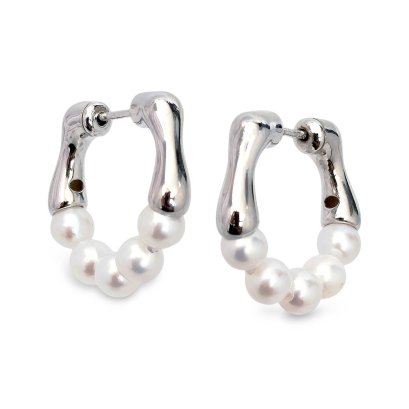 Approx. 4.0 mm, AK Pearl, Mini Strand Pearl Crab Claw Earrings