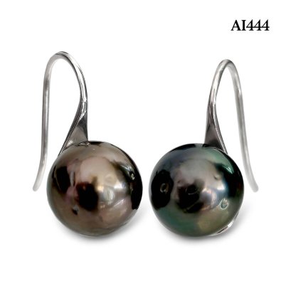 Approx. 8.0 mm, Tahitian Pearl, Fish Hooks Spoon Earrings