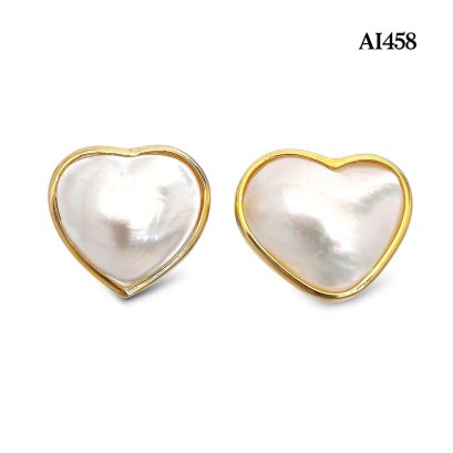 (Clearance) Approx. 11.0 - 20.0 mm, Heart Mabe South Sea Pearl, Stud Earrings