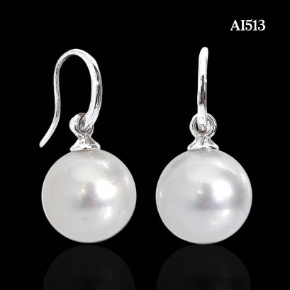 11.9 mm and 12.0 mm, White South Sea Pearl, Fish Hooks Jacket Pearl Earrings
