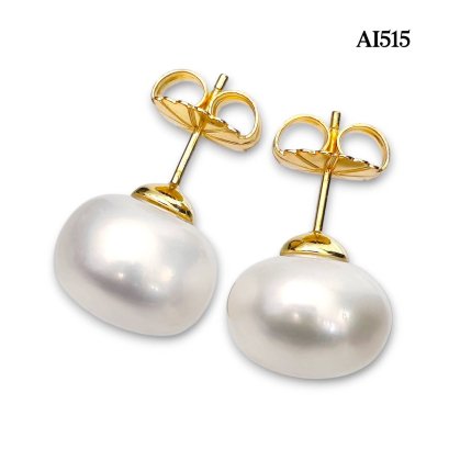 (No Pass QC) Approx. 12.0 - 15.0 mm, Freshwater Pearl, Stud Earrings