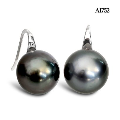 Approx. 11.0 - 12.0 mm, Tahitian Pearl, Fish Hooks Pearl Earrings