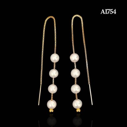 Approx. 5.0 - 5.5 mm, AK Pearl, Station Pearl Box Chain Threader Earrings