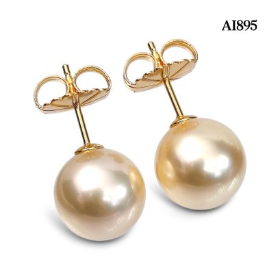 Approx. 11.0 mm, Gold South Sea Pearl, Stud Pearl Earrings