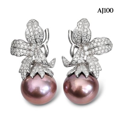 15.9 mm and 16.1 mm, Edison Pearl, Wild Orchid Pearl Stud Earrings