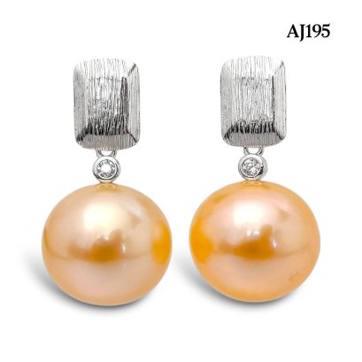 Approx. 12.0 - 13.0 mm, Edison Pearl, Silver Plate Dangle Pearl Stud Earrings