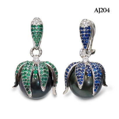 Approx. 12.0 - 13.0 mm, Tahitian Pearl, Manorangini Dangle Pearl Stud Earrings