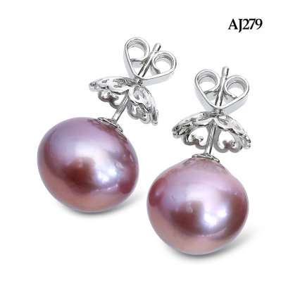 Approx. 12.0 - 15.0 mm, Edison Pearl, Stud Pearl Earrings