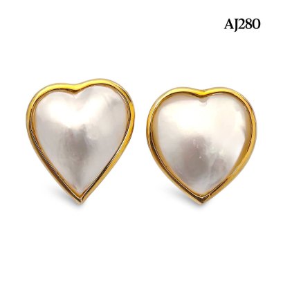 Approx. 14.0-17.0 mm, Heart Mabe South Sea Pearl, Stud Earrings