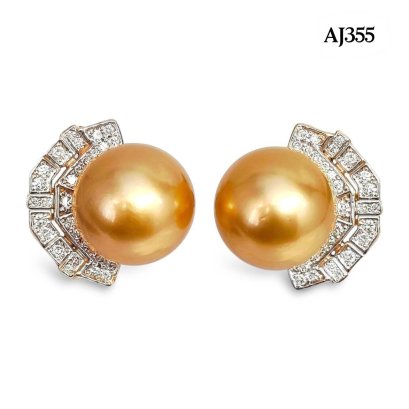 12.0 mm - 12.2 mm, Gold South Sea Pearl, Legend Collection Pearl Stud Earrings