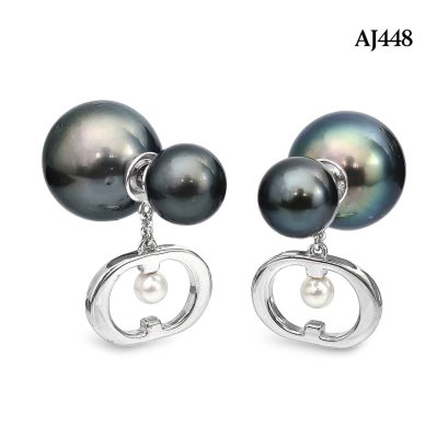 Approx. 4.0 mm, 9.0-10.0mm, 14.0mm, Akoya & Tahitian Pearl, CD Pearl Stud Earrings