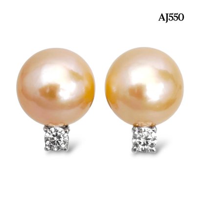 10.8 mm and 10.8 mm, Edison Pearl, Pearl & CZ Dot Stud Earrings