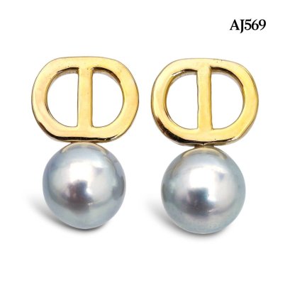 Approx. 7.0 mm, Akoya Blue Rose Pearl, CD Pearl Stud Earrings