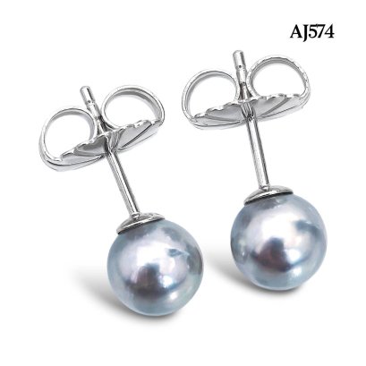 7.6 mm and 7.6 mm, Akoya Blue Rose Pearl, Stud Pearl Earrings