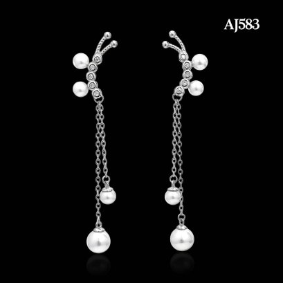 Approx. 3.0 mm - 6.0 mm, AK and Freshwater Pearl, Dragonfly Dangle Pearl Stud Earrings