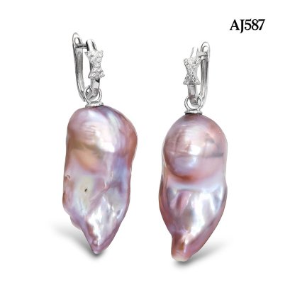 Approx. 14.0 mm, Freshwater Pearl, Latch Back Front X Cross Dangle Pearl Earrings