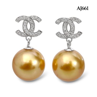 (PSL) (Amami Oshima) Approx. 10.0 mm, Aurora Moon Rainbow, CC Diamond Paved Dangle Pearl Stud Earrings