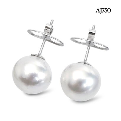 13.1 mm and 13.3 mm, White South Sea Pearl, Pearl Stud Earrings