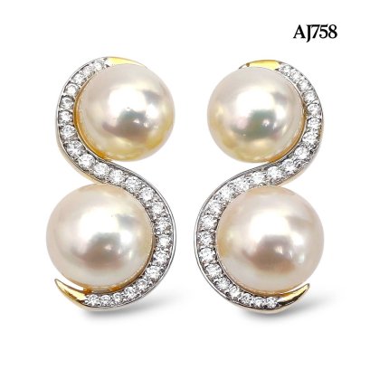 Approx. 7.0 - 8.0 mm, Moonlight Lot, Akoya Pearl, Spiral & Spirit Double Twin Pearl Stud Earrings