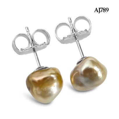 Approx. 8.0 mm, Nebular Lot, Tahitian Pearl, Pearl Stud Earrings