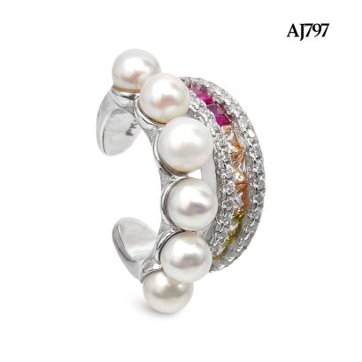 Approx. 3.5 mm up, Freshwater Pearl, Ear Cuff Pearl Row Earrings