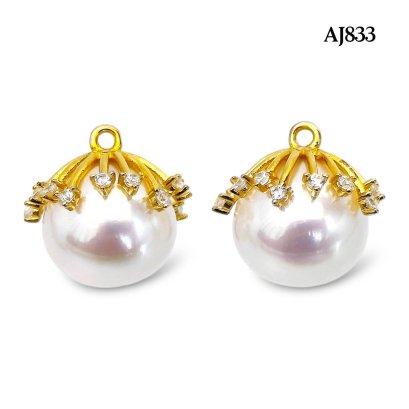 Approx. 10.0 - 11.0 mm, Edison Pearl, Icicle CZ Pearl Drops (For Earrings)