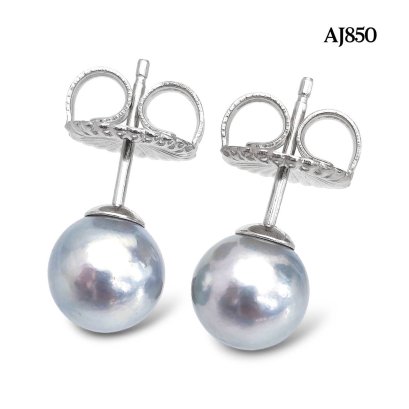 Approx. 7.0 mm up, Akoya Blue Rose Pearl, Pearl Stud Earrings