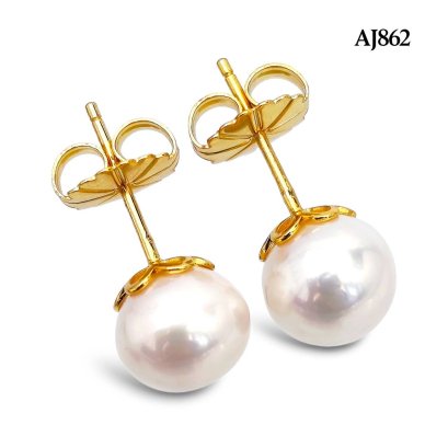 Approx. 10.0 mm, Edison Pearl, Pearl Stud Earrings